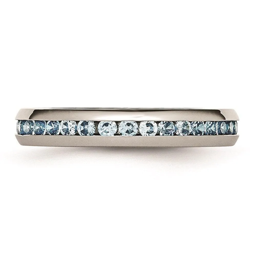 Chisel Jewelry Stainless Steel 4mm December Teal CZ Ring