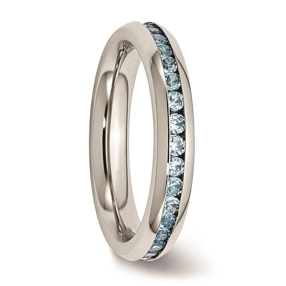 Chisel Jewelry Stainless Steel 4mm December Teal CZ Ring