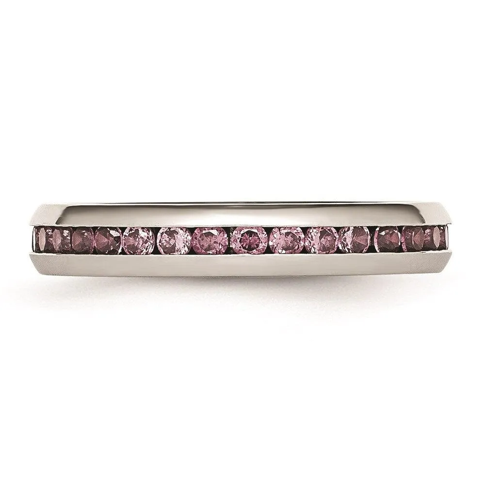 Chisel Jewelry Stainless Steel 4mm June Pink CZ Ring