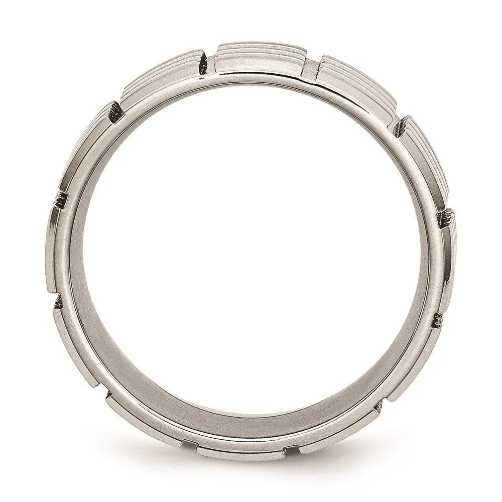 Chisel Jewelry Stainless Steel 8mm Grooved Polished Band