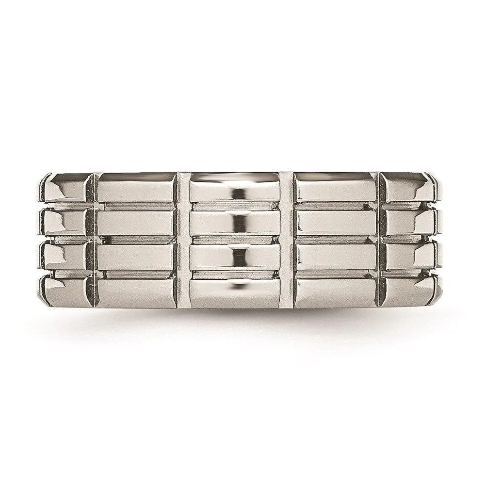 Chisel Jewelry Stainless Steel 8mm Grooved Polished Band