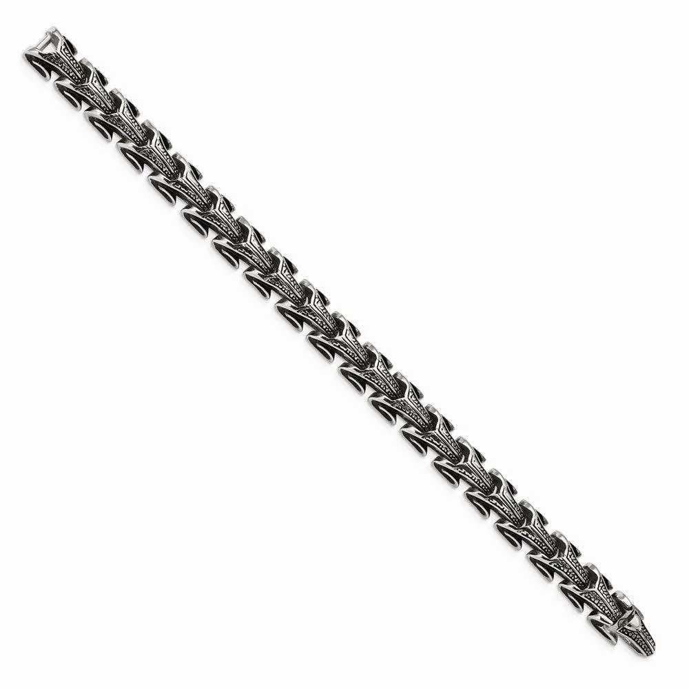 Chisel Jewelry Stainless Steel Antiqued Bracelet
