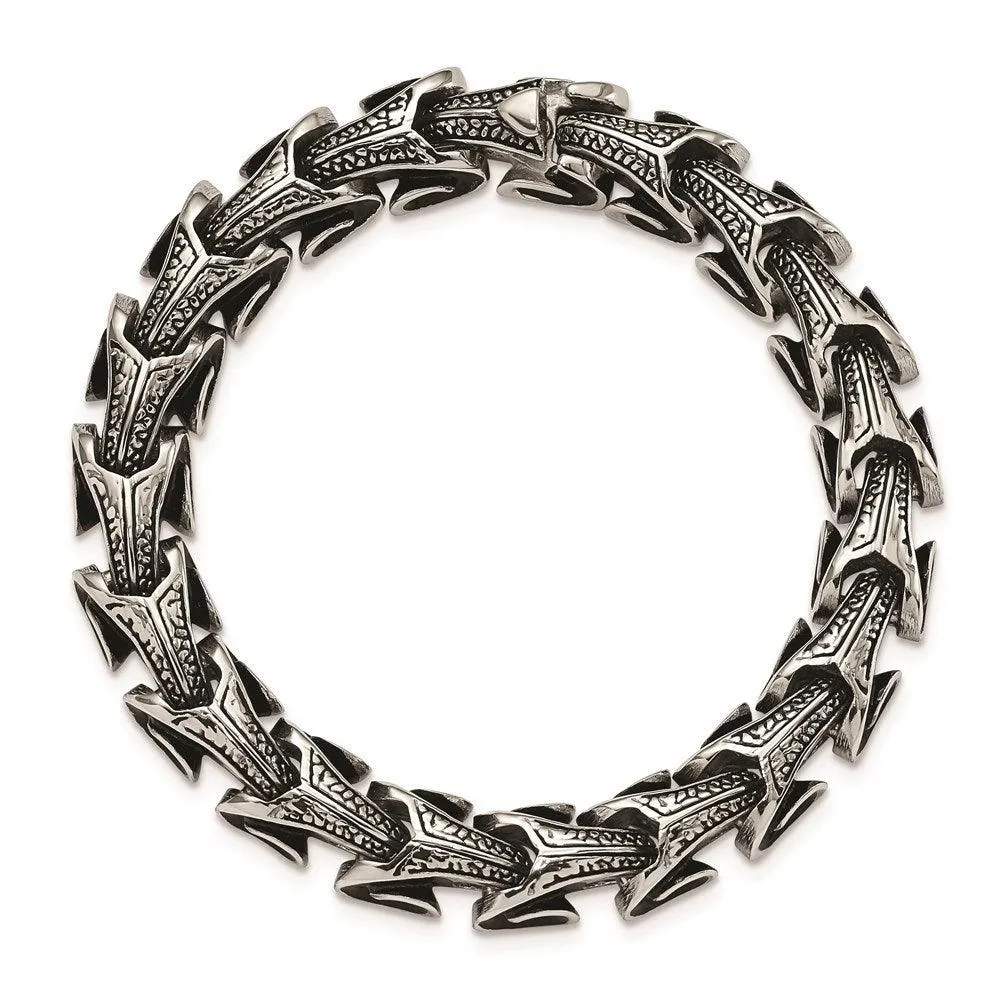 Chisel Jewelry Stainless Steel Antiqued Bracelet