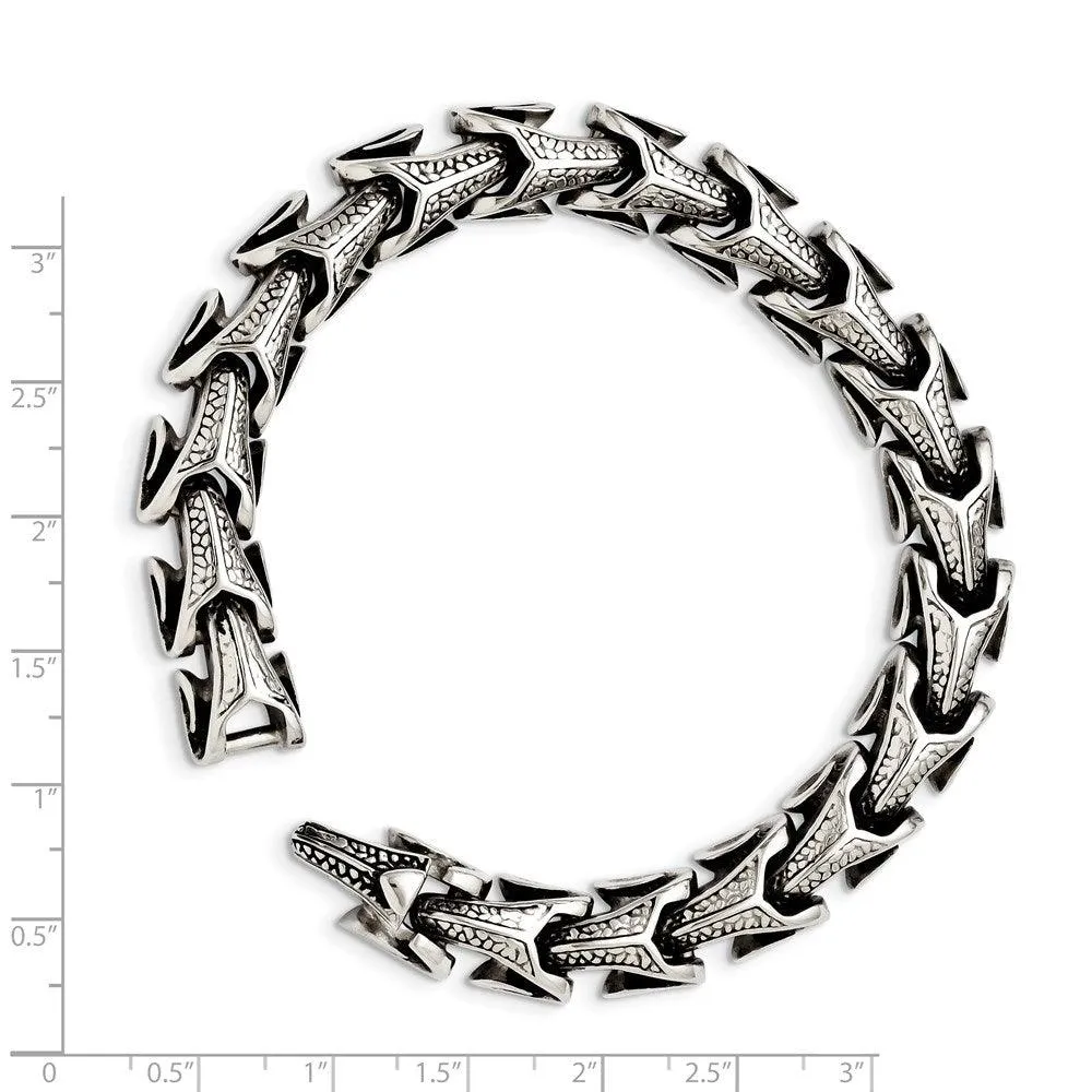 Chisel Jewelry Stainless Steel Antiqued Bracelet