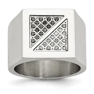 Chisel Jewelry Stainless Steel Black & White Diamond Ring