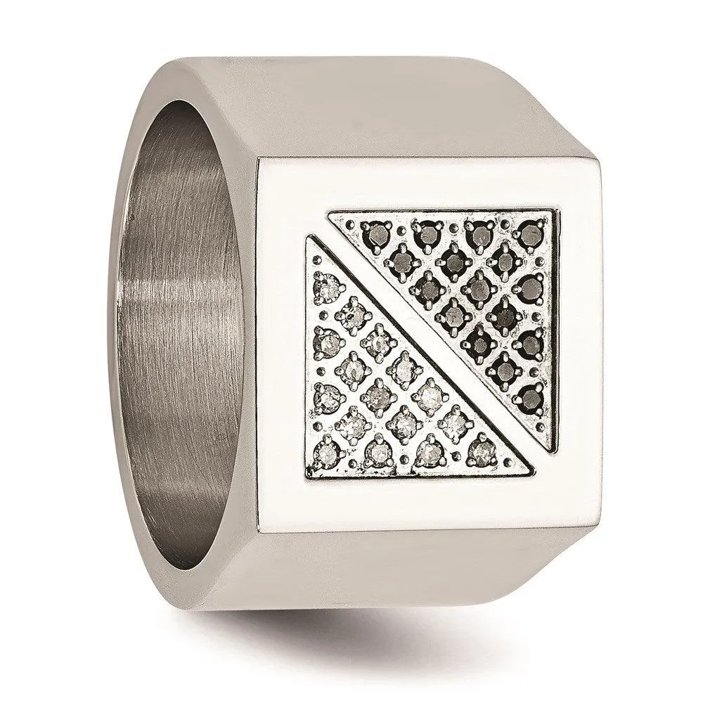 Chisel Jewelry Stainless Steel Black & White Diamond Ring