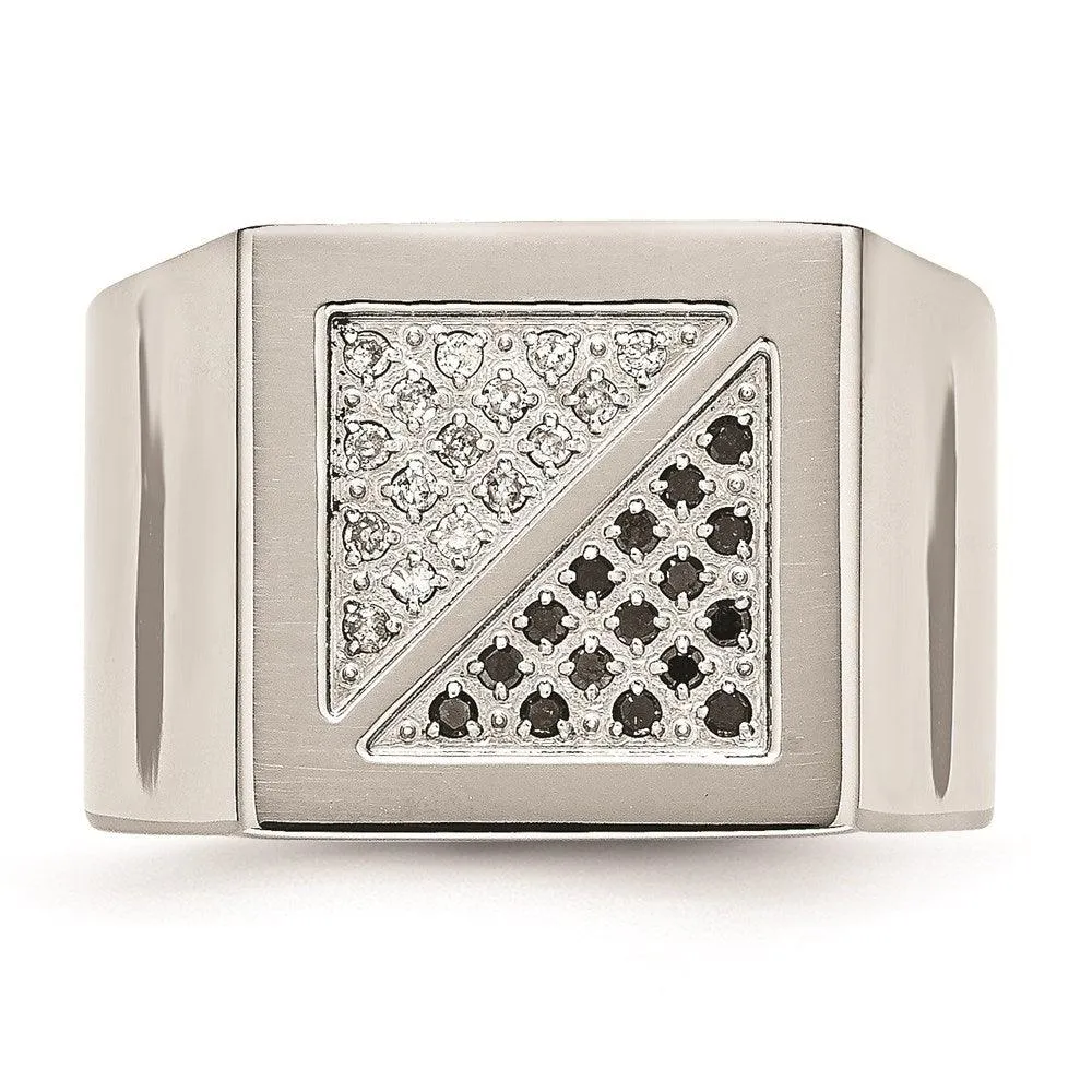 Chisel Jewelry Stainless Steel Black & White Diamond Ring