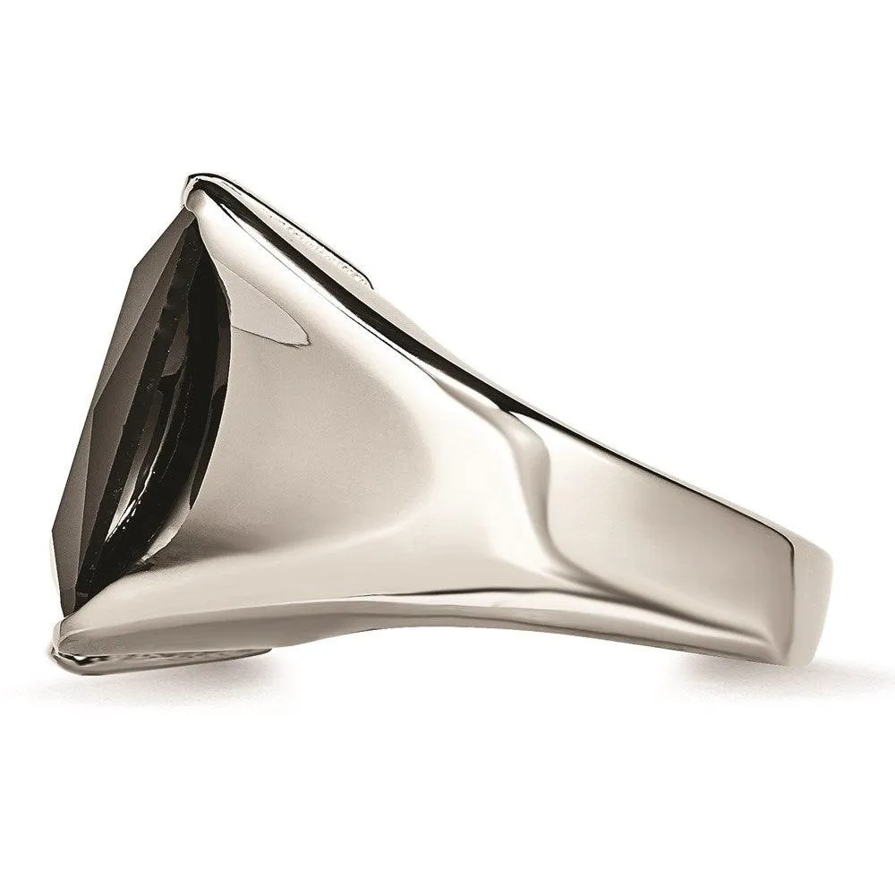 Chisel Jewelry Stainless Steel Black CZ Polished Ring