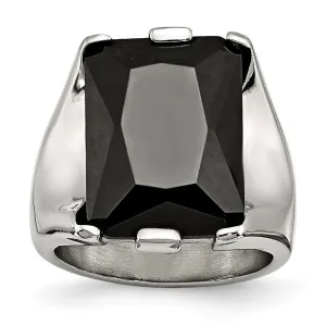 Chisel Jewelry Stainless Steel Black CZ Polished Ring