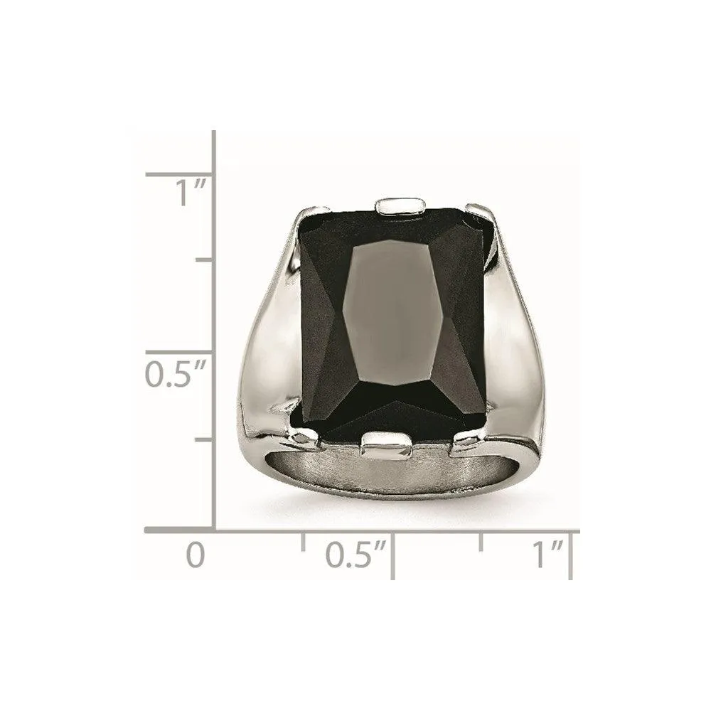 Chisel Jewelry Stainless Steel Black CZ Polished Ring