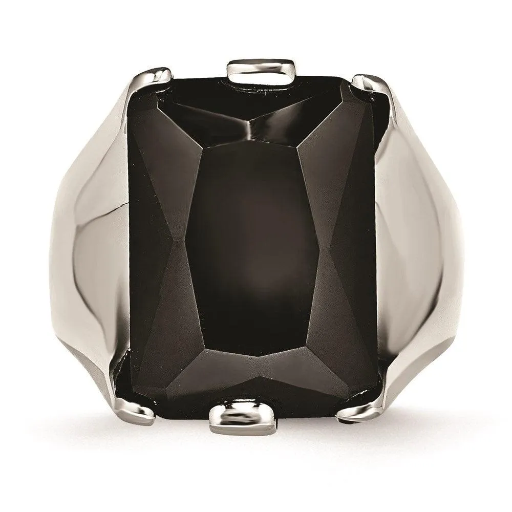 Chisel Jewelry Stainless Steel Black CZ Polished Ring