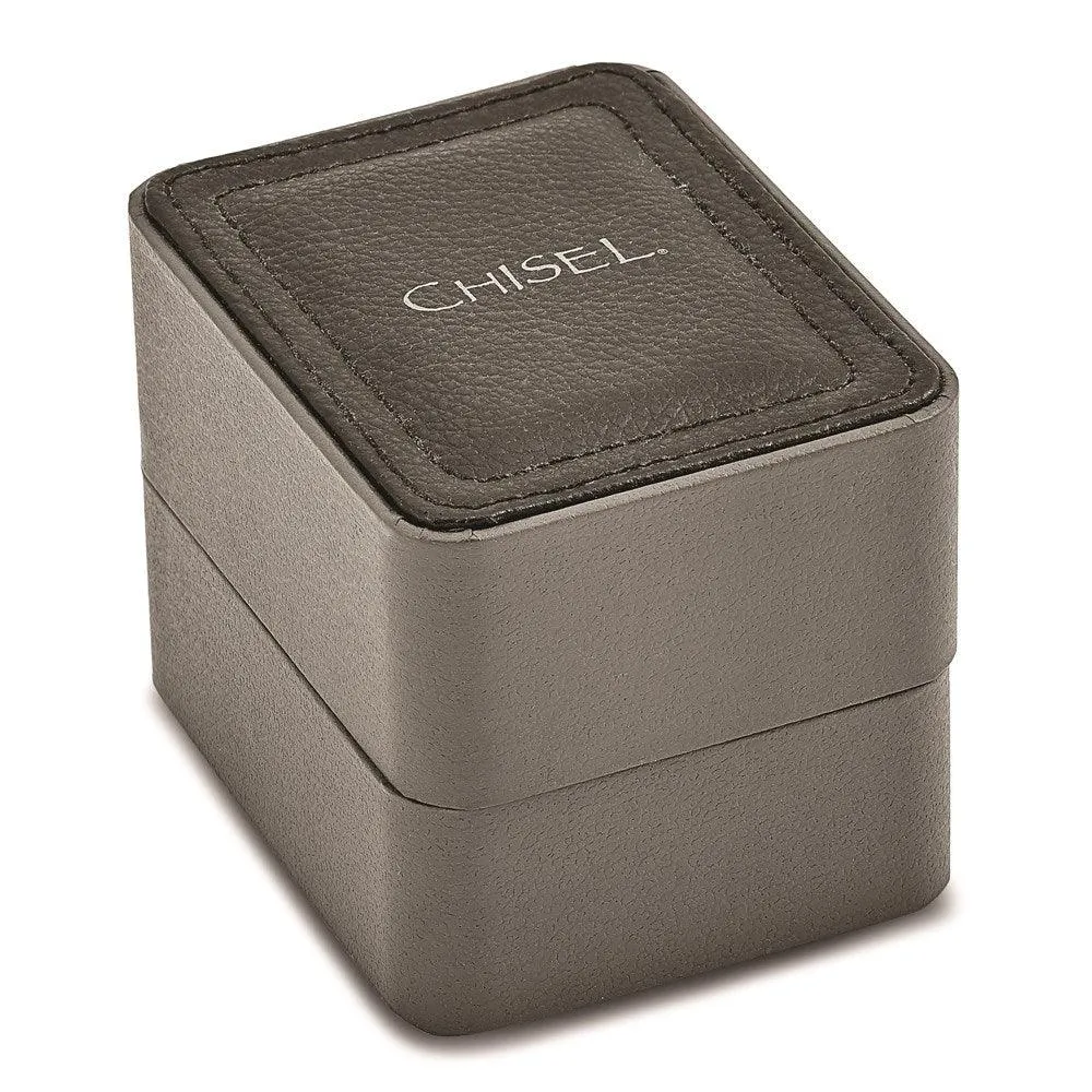 Chisel Jewelry Stainless Steel Black Leather 8.25in Bracelet
