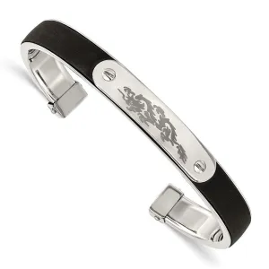 Chisel Jewelry Stainless Steel Black Rubber Cuff Bangle