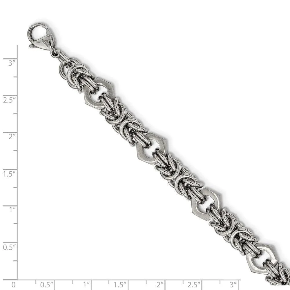 Chisel Jewelry Stainless Steel Brushed and Polished 8.25in Bracelet