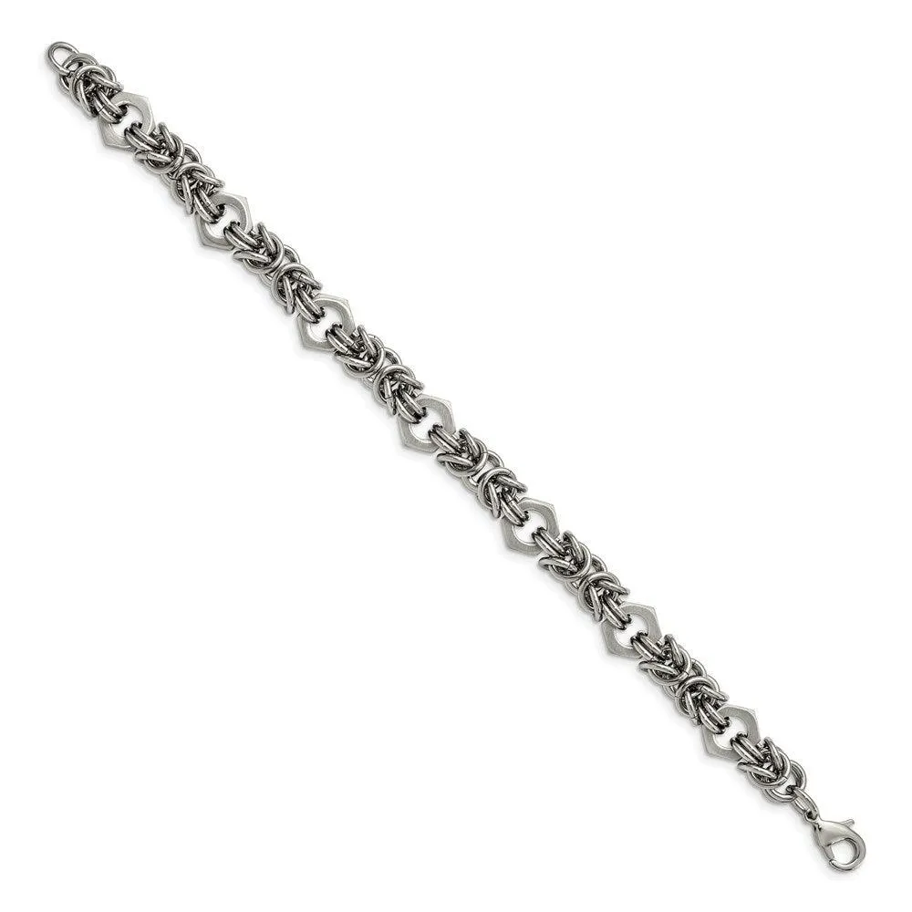 Chisel Jewelry Stainless Steel Brushed and Polished 8.25in Bracelet