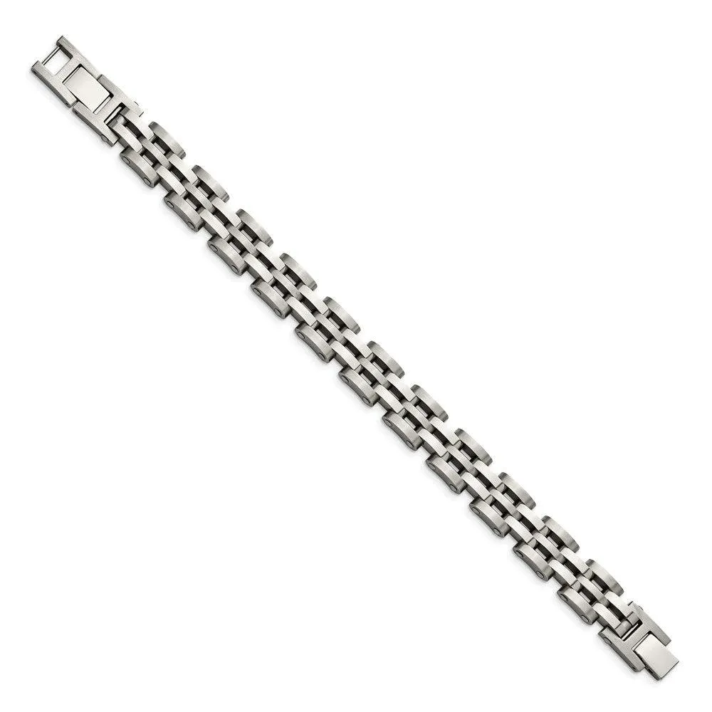Chisel Jewelry Stainless Steel Brushed and Polished 8.75in Link Bracelet