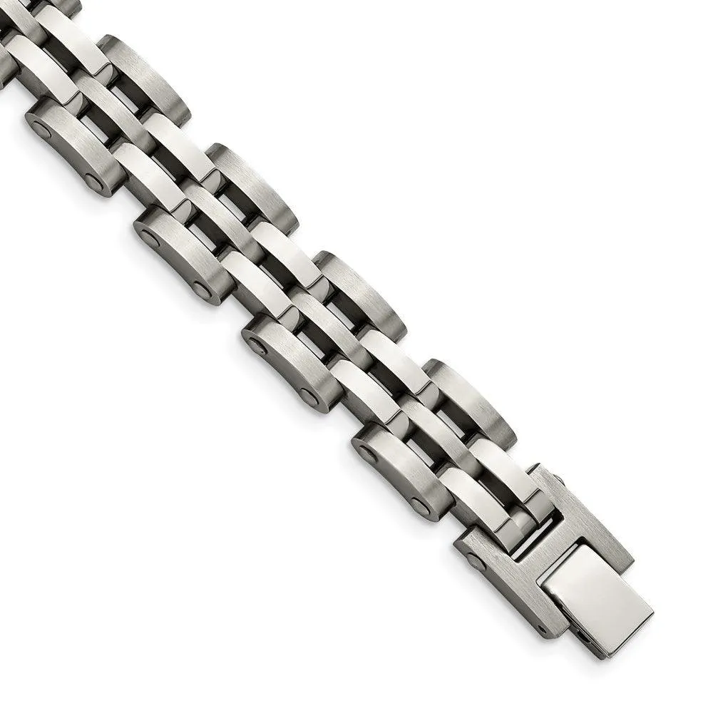 Chisel Jewelry Stainless Steel Brushed and Polished 8.75in Link Bracelet