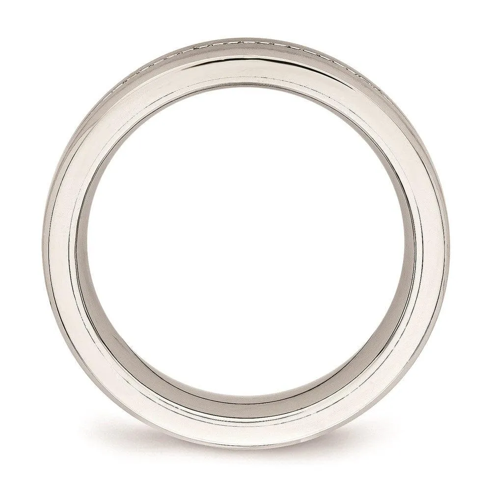 Chisel Jewelry Stainless Steel Brushed and Polished CZ Ring