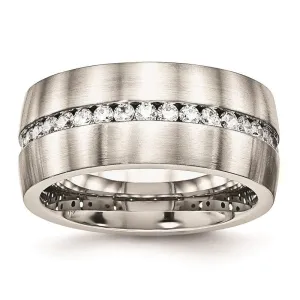 Chisel Jewelry Stainless Steel Brushed and Polished CZ Ring