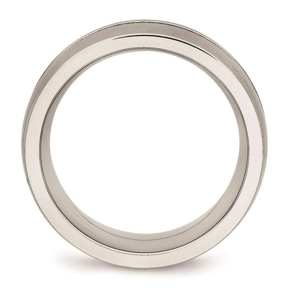 Chisel Jewelry Stainless Steel Brushed and Polished CZ Ring