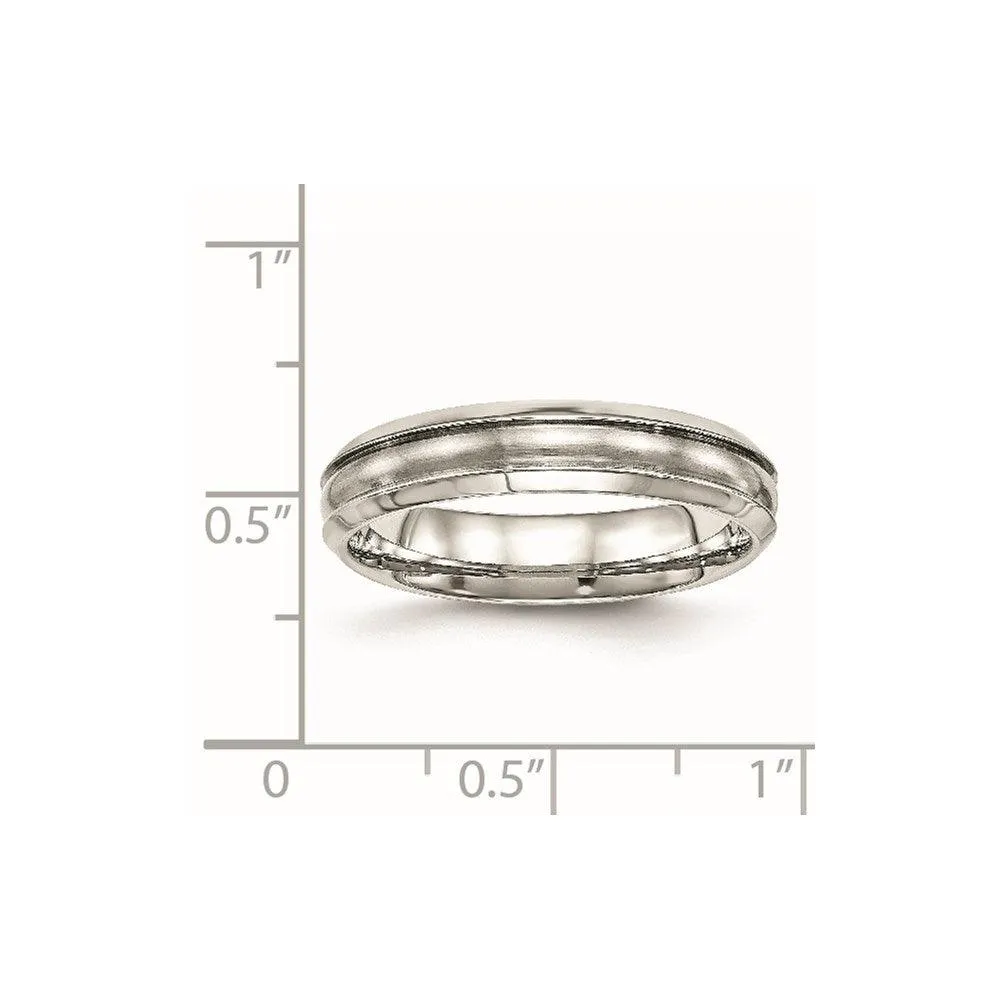 Chisel Jewelry Stainless Steel Brushed and Polished Ridged 5.00mm Band