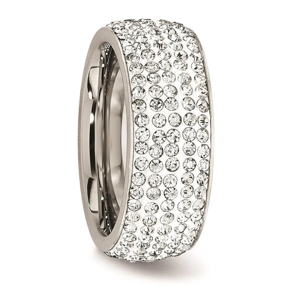 Chisel Jewelry Stainless Steel Crystal 9mm Eternity Ring