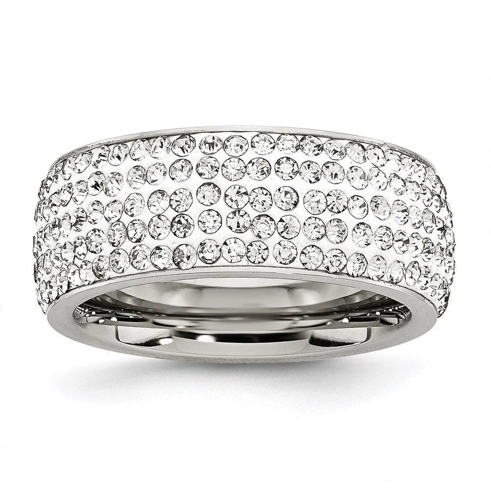 Chisel Jewelry Stainless Steel Crystal 9mm Eternity Ring