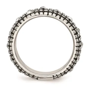 Chisel Jewelry Stainless Steel Crystal Antiqued Ring