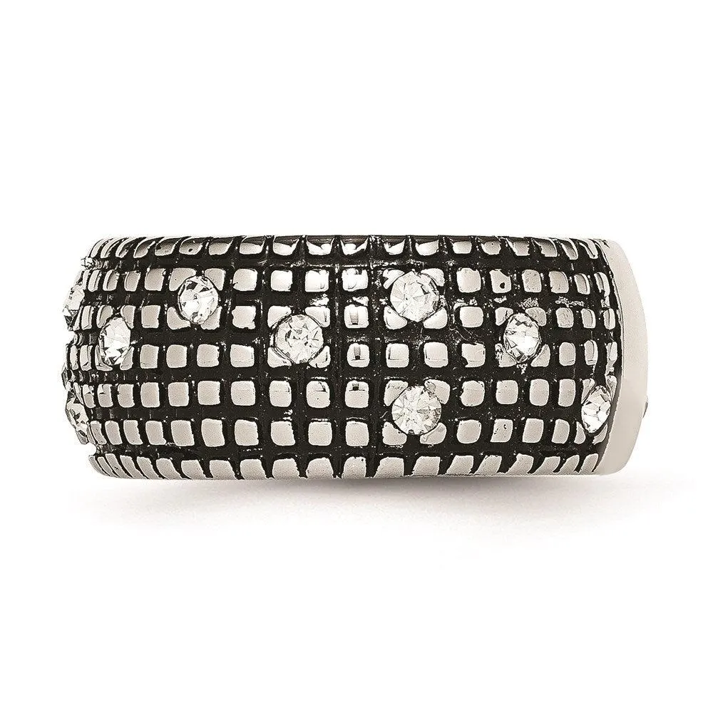 Chisel Jewelry Stainless Steel Crystal Antiqued Ring