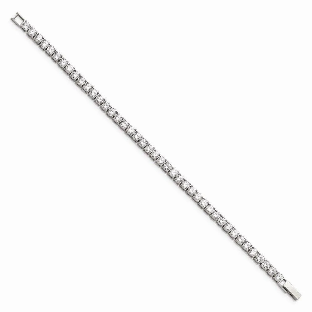 Chisel Jewelry Stainless Steel CZ 7.5in Bracelet