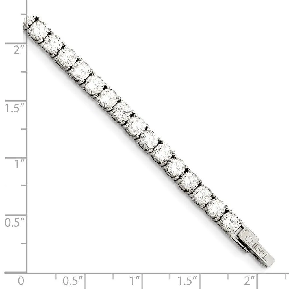 Chisel Jewelry Stainless Steel CZ 7.5in Bracelet