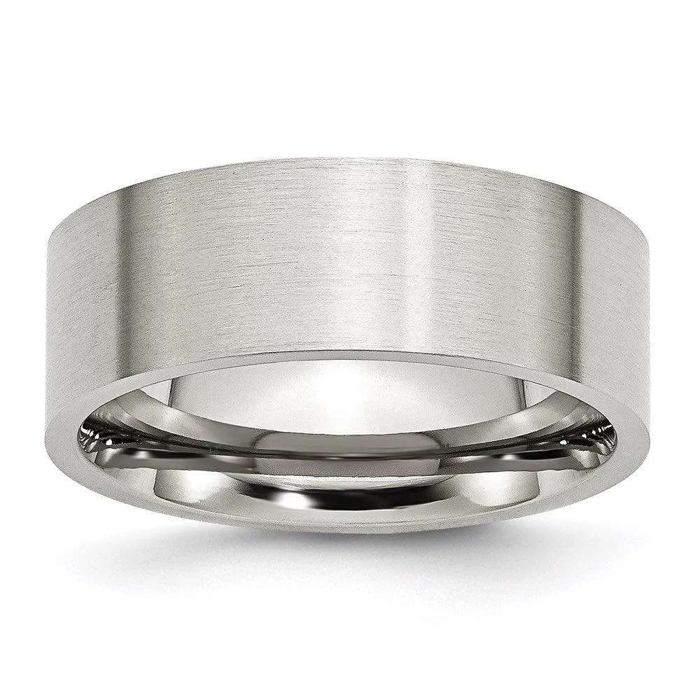 Chisel Jewelry Stainless Steel Flat 8mm Brushed Band