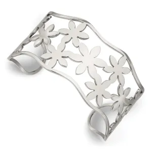 Chisel Jewelry Stainless Steel Flowers Cuff Bangle