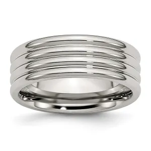 Chisel Jewelry Stainless Steel Grooved 8mm Polished Band