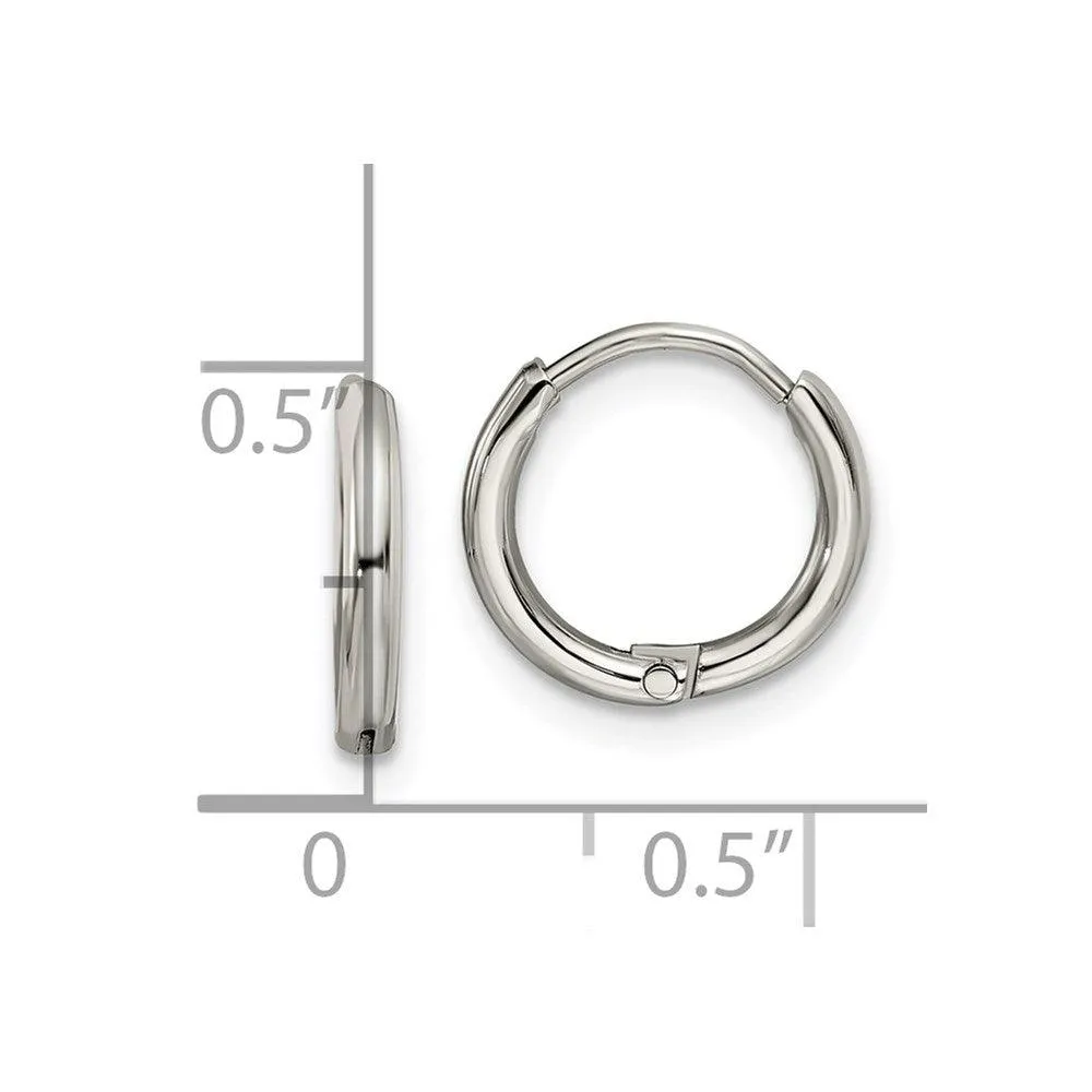 Chisel Jewelry Stainless Steel Polished 1.6mm Hinged Hoop Earrings