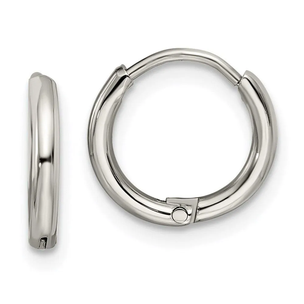 Chisel Jewelry Stainless Steel Polished 1.6mm Hinged Hoop Earrings