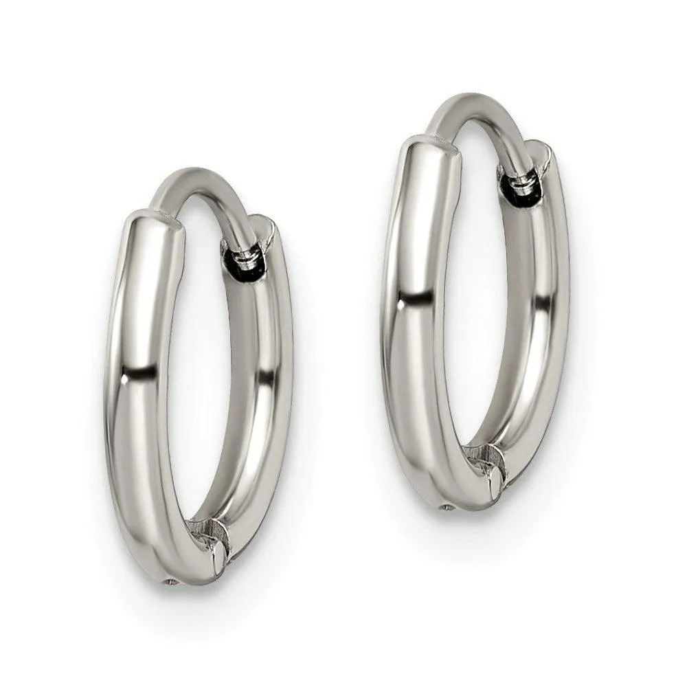 Chisel Jewelry Stainless Steel Polished 1.6mm Hinged Hoop Earrings