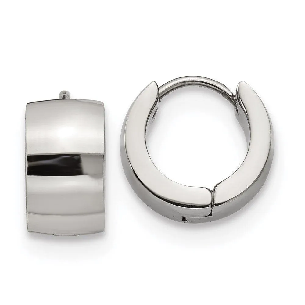 Chisel Jewelry Stainless Steel Polished 7.0mm Hinged Hoop Earrings