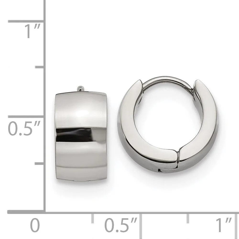 Chisel Jewelry Stainless Steel Polished 7.0mm Hinged Hoop Earrings