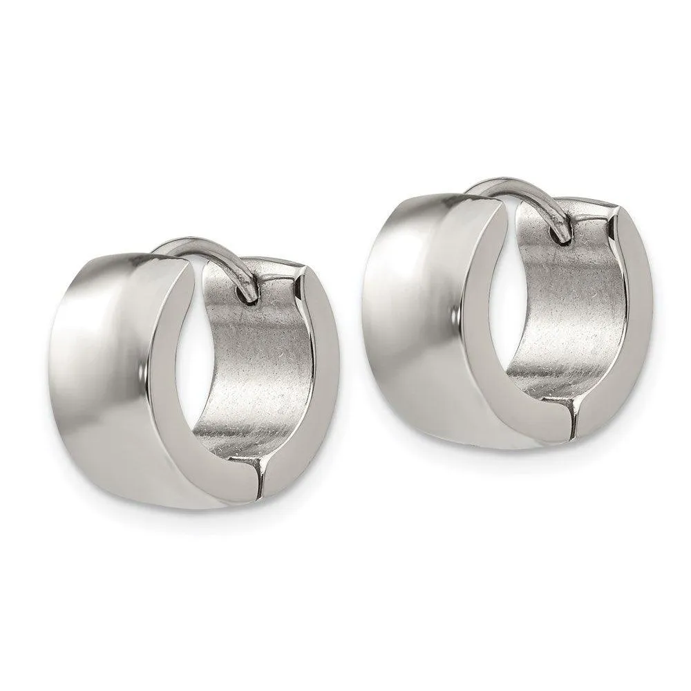 Chisel Jewelry Stainless Steel Polished 7.0mm Hinged Hoop Earrings