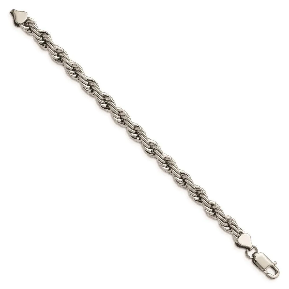 Chisel Jewelry Stainless Steel Polished 7mm Rope Bracelet