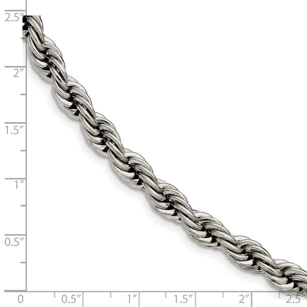 Chisel Jewelry Stainless Steel Polished 7mm Rope Bracelet