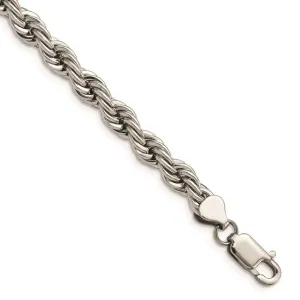 Chisel Jewelry Stainless Steel Polished 7mm Rope Bracelet