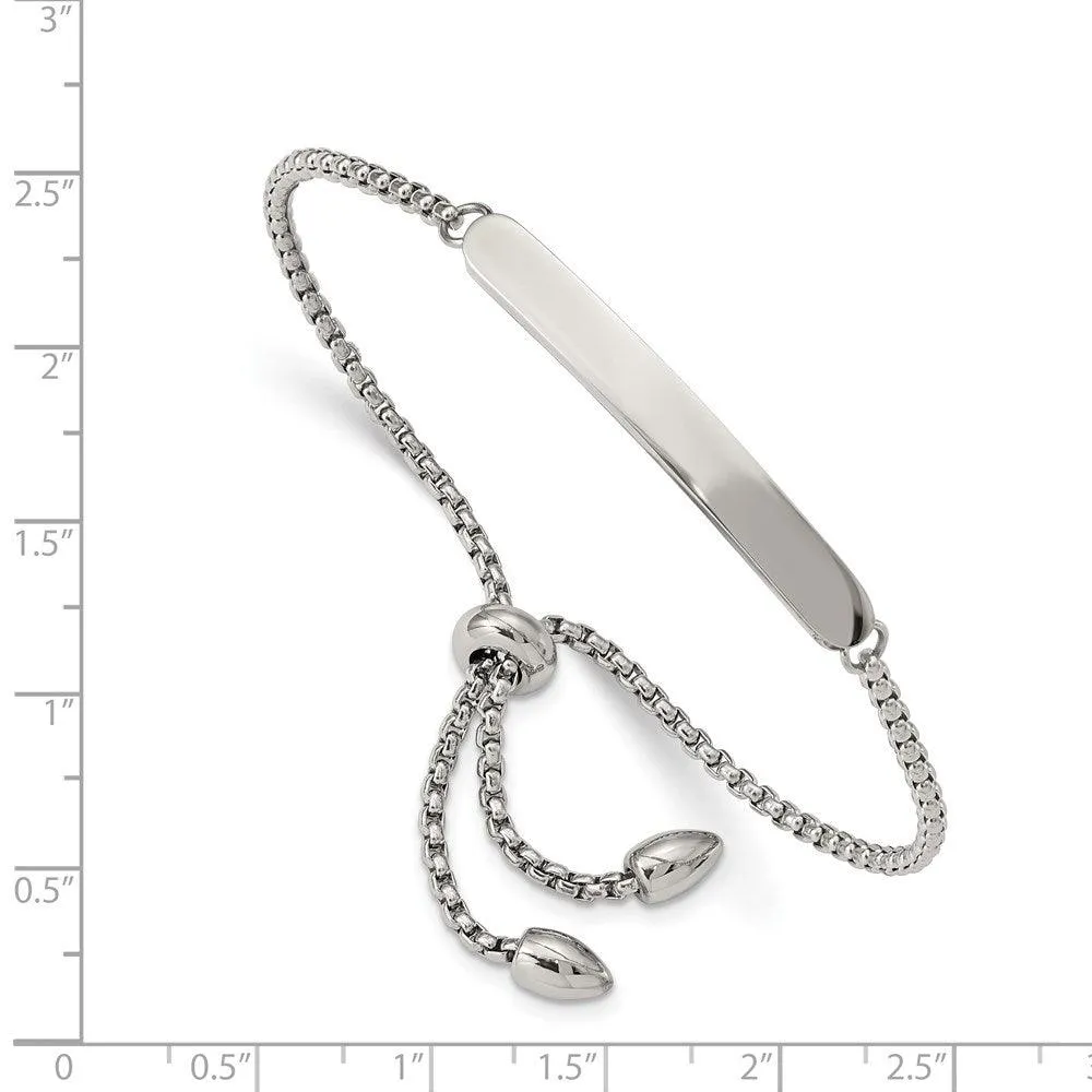 Chisel Jewelry Stainless Steel Polished Adjustable ID Bracelet