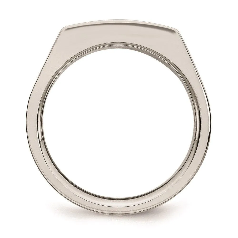 Chisel Jewelry Stainless Steel Polished and Brushed Black CZ Ring