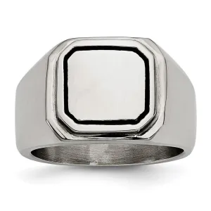 Chisel Jewelry Stainless Steel Polished Black Enameled Ring