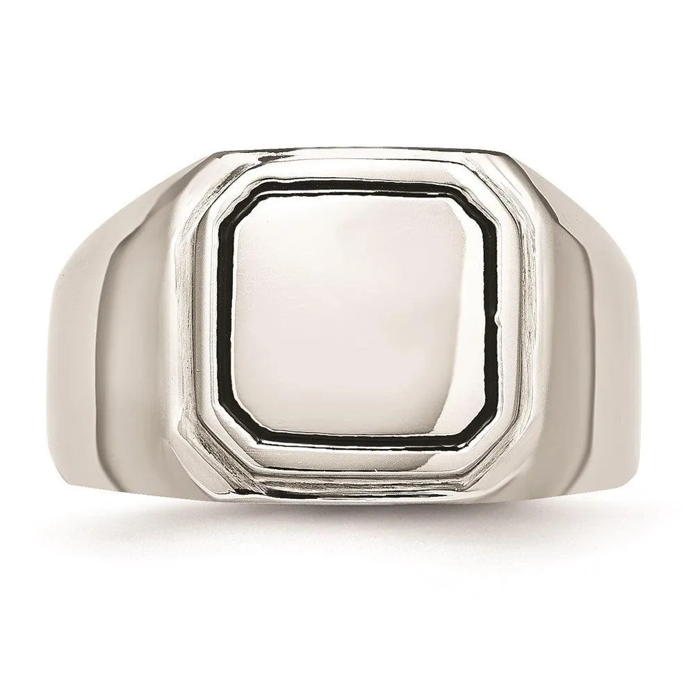 Chisel Jewelry Stainless Steel Polished Black Enameled Ring
