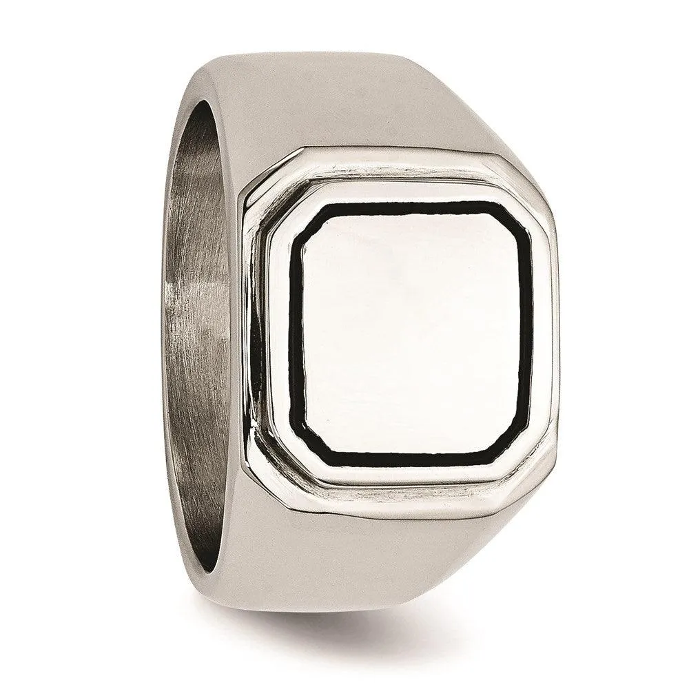 Chisel Jewelry Stainless Steel Polished Black Enameled Ring