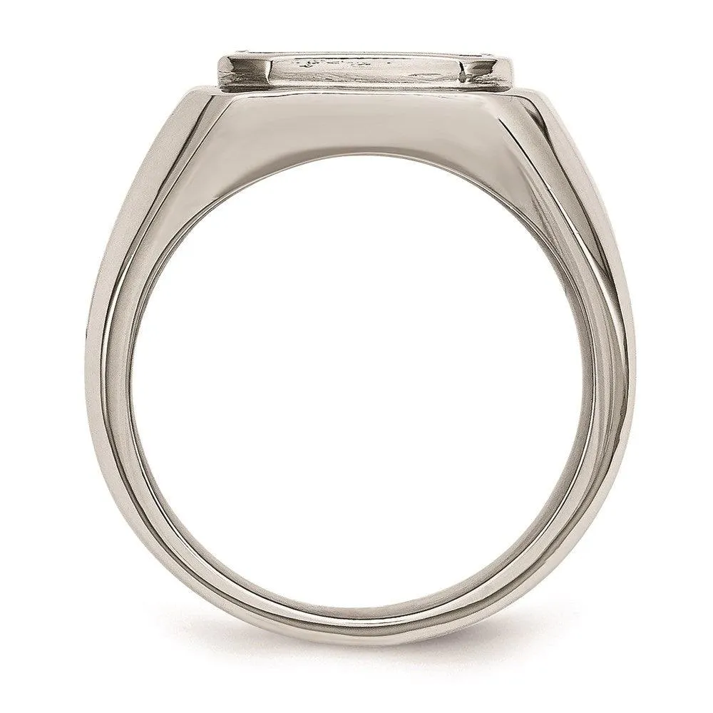 Chisel Jewelry Stainless Steel Polished Black Enameled Ring