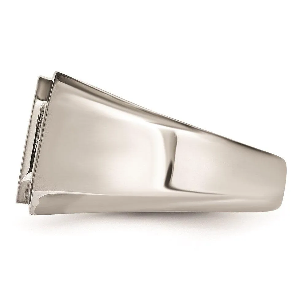 Chisel Jewelry Stainless Steel Polished Black Enameled Ring